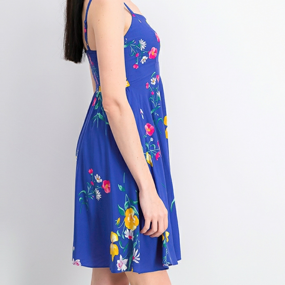 Blue Floral Skater Dress